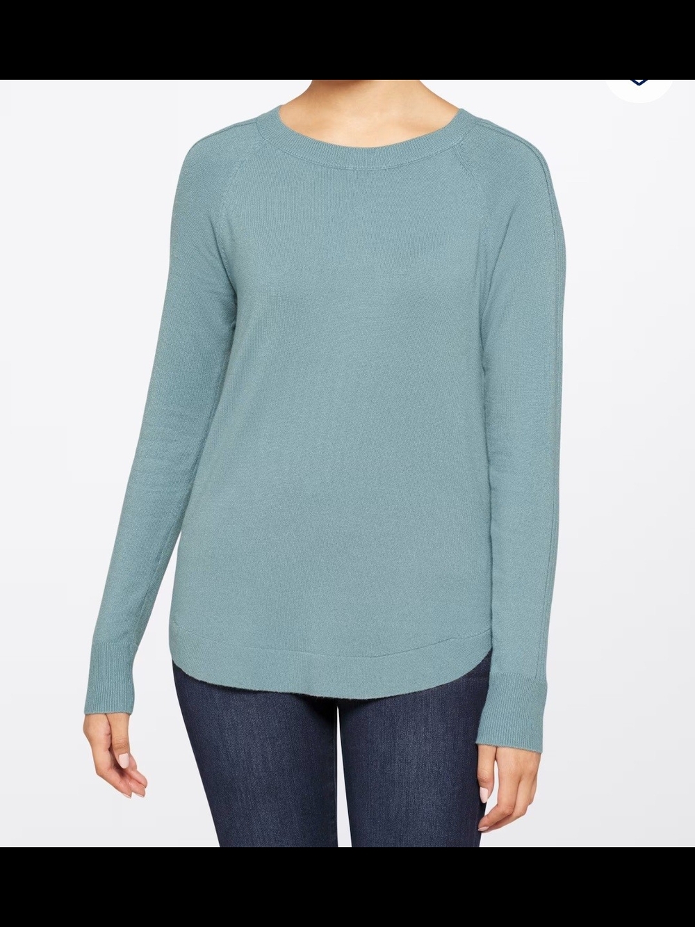 Pink Clover Lightweight Crewneck Sweater in Muted Teal